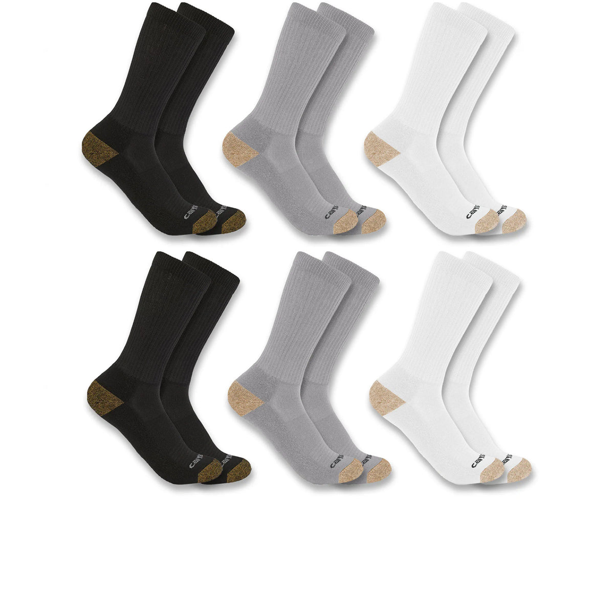 Carhartt Men's Midweight Synthetic Blend Crew Sock (6-Pack) Socks Carhartt Assorted 01 L