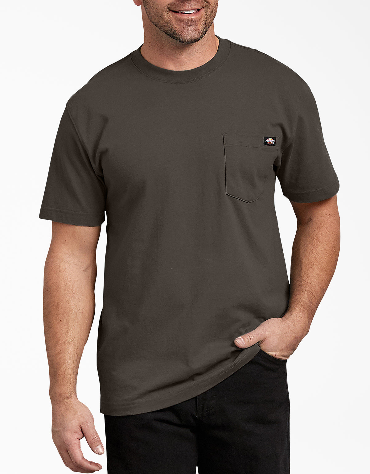 Dickies Men&#39;s Heavyweight Short Sleeve T-Shirt_Black Olive - Work World - Workwear, Work Boots, Safety Gear
