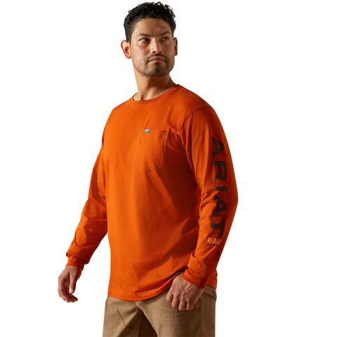Ariat Men's Rebar CottonStrong Logo Long Sleeve T-Shirt - Work World - Workwear, Work Boots, Safety Gear