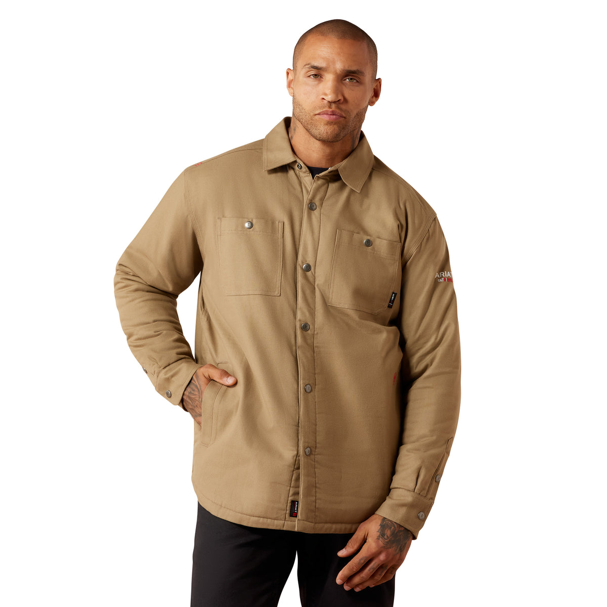 Ariat Men's FR Flannel Insulated Shirt Jacket Jackets & Coats Ariat Field Khaki 2XL Reg