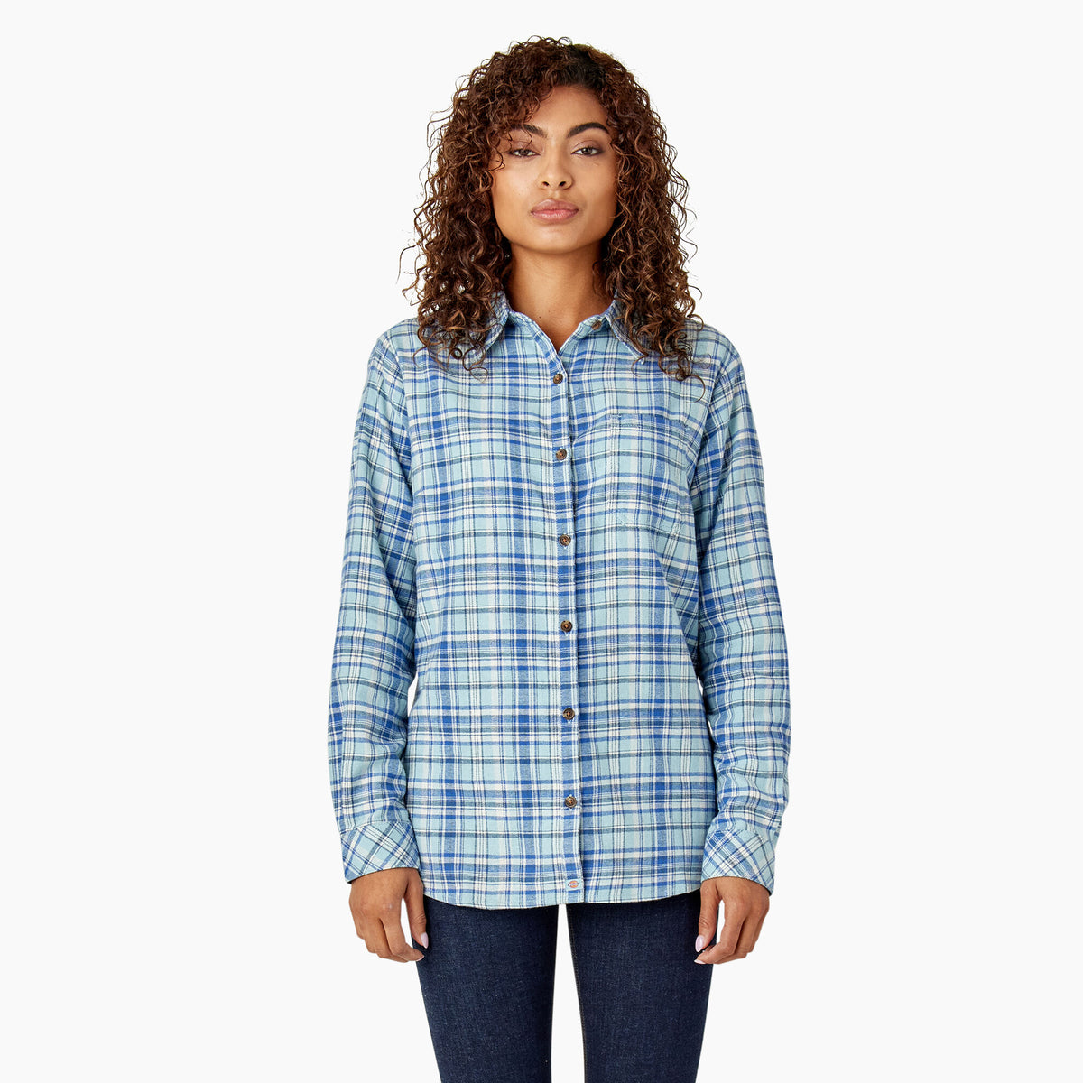 Dickies Women&#39;s Plaid Long Sleeve Flannel Shirt - Work World - Workwear, Work Boots, Safety Gear