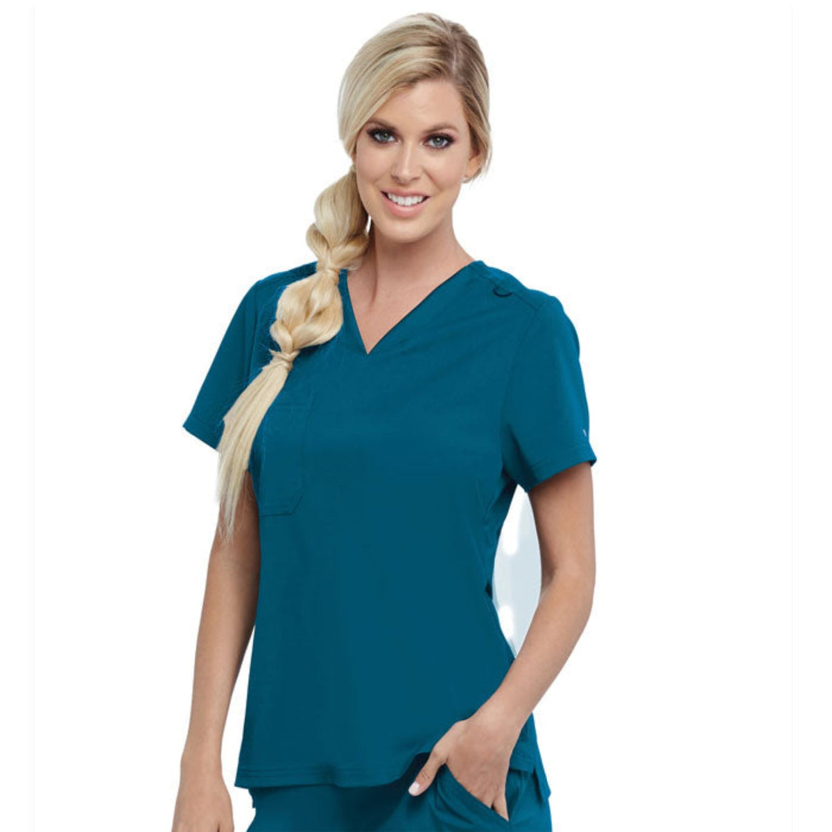Grey's Anatomy Women's Bree Stretch V-Neck Short Sleeve Scrub Top Scrubs Grey's Anatomy Bahama 2XL Reg
