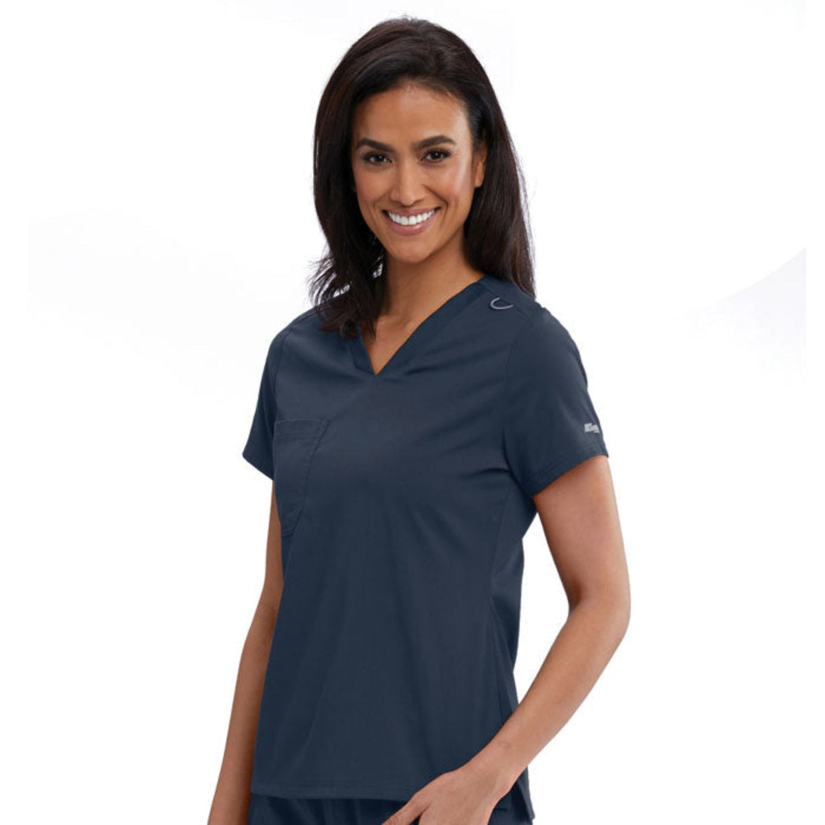Grey's Anatomy Women's Bree Stretch V-Neck Short Sleeve Scrub Top Scrubs Grey's Anatomy Steel 2XL Reg