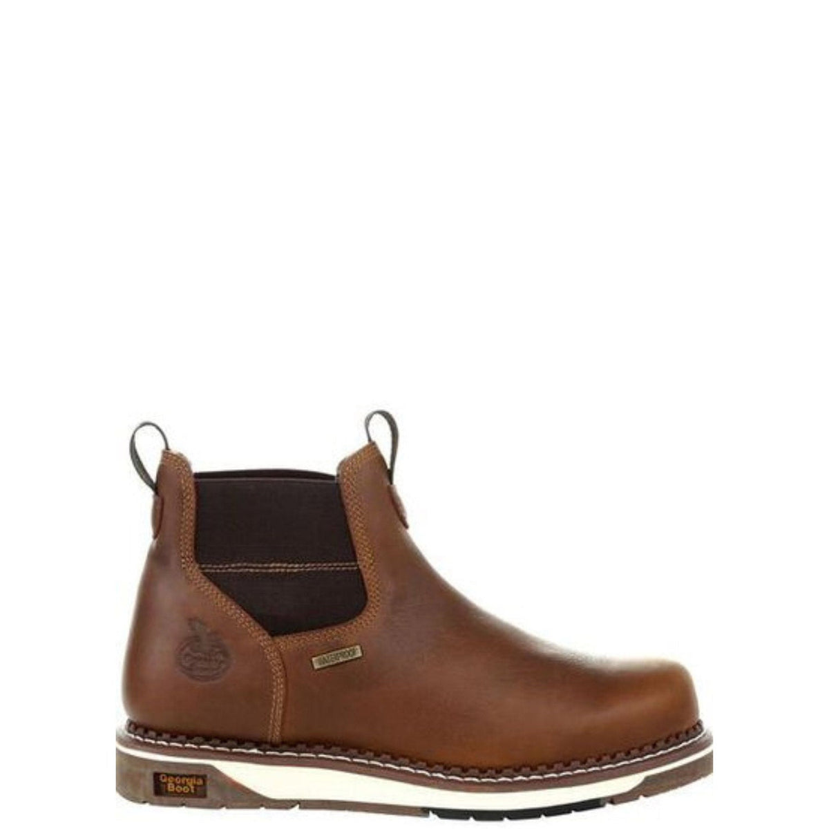 Georgia Boot Men's 5" Waterproof EH Wedge Sole Soft Toe Chelsea Boot Slip-On Shoes & Clogs Georgia Boot Brown 10 M