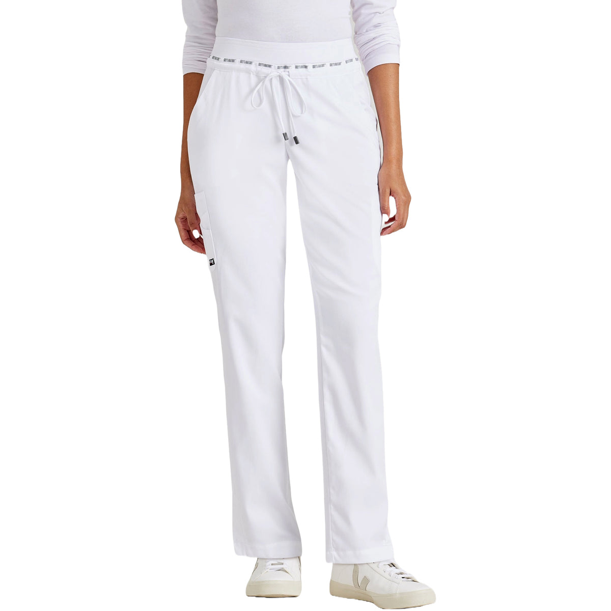 Grey's Anatomy Women's Serena 7-Pocket Tapered-Leg Scrub Pant Scrubs Grey`s Anatomy White L Reg