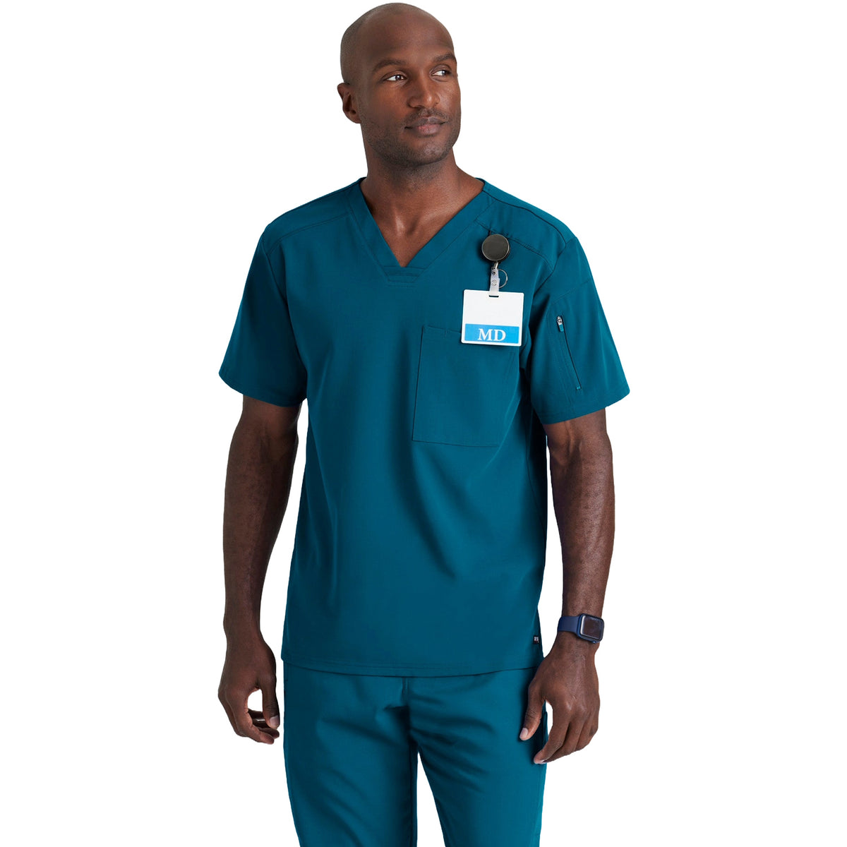 Grey's Anatomy Men's Murphy Pocket V-Neck Scrub Top Scrubs Grey`s Anatomy Bahama L Reg
