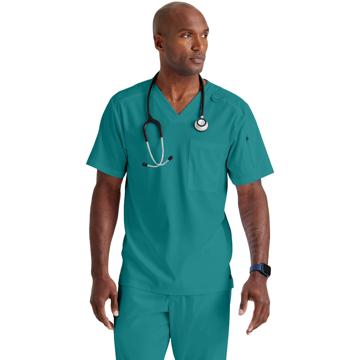 Grey's Anatomy Men's Murphy Pocket V-Neck Scrub Top Scrubs Grey`s Anatomy Teal L Reg