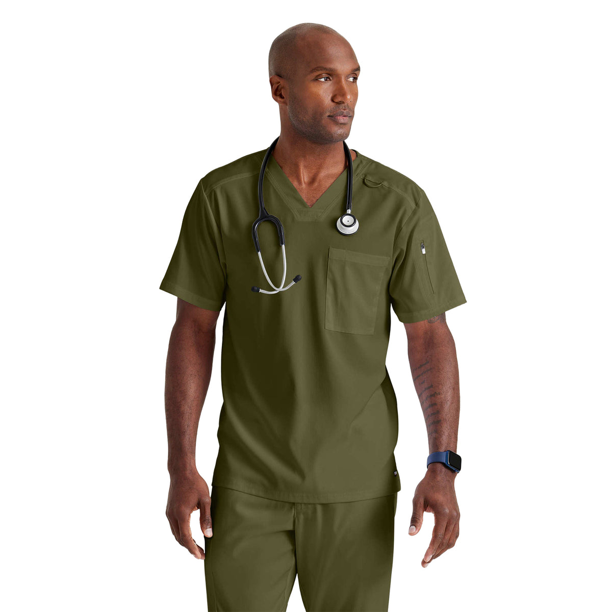 Grey's Anatomy Men's Murphy Top Scrubs Grey's Anatomy Olive 2XL Reg