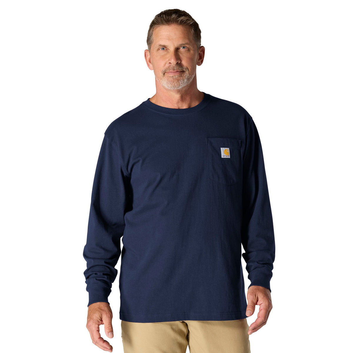 Carhartt Men's Long Sleeve Pocket T-Shirt Long Sleeve T-Shirts Carhartt Navy 2XL Reg