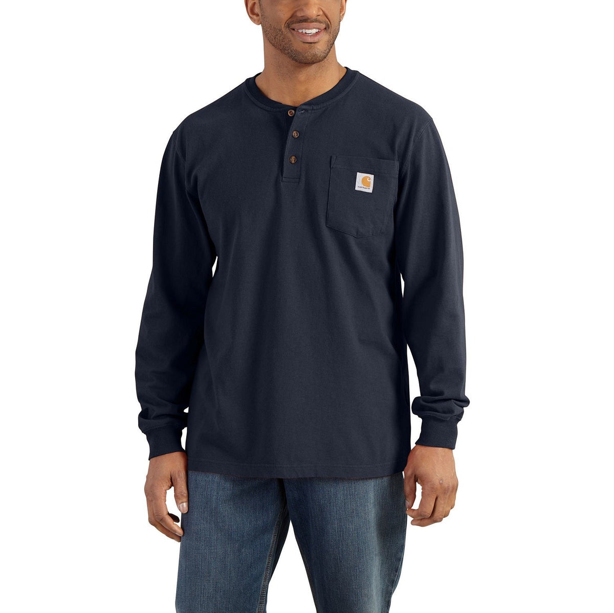 Carhartt Men's Long Sleeve Pocket Henley Long Sleeve T-Shirts Carhartt Black 2XL Reg