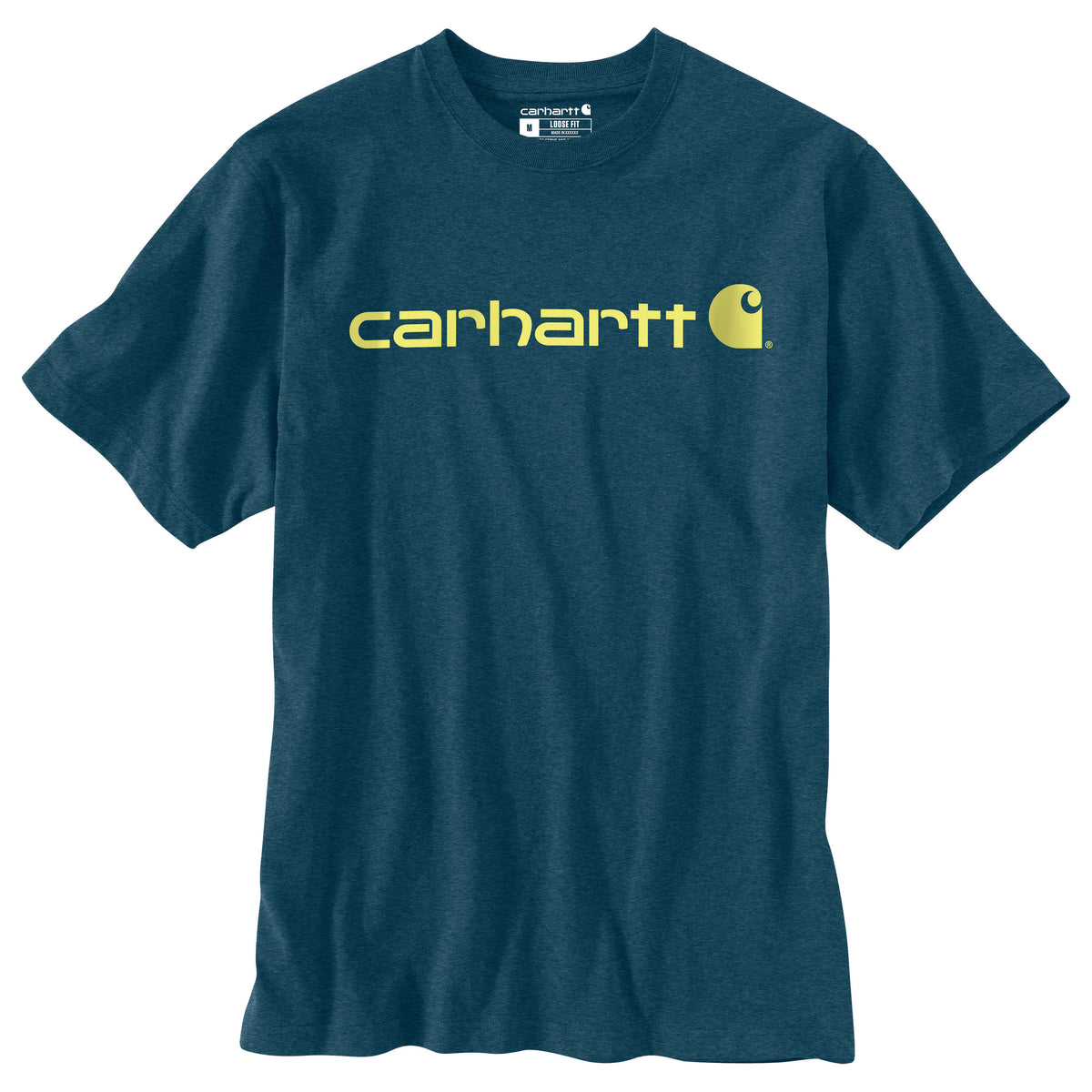 Carhartt Men&#39;s Signature Logo Short Sleeve T-Shirt_Night Blue Heather - Work World - Workwear, Work Boots, Safety Gear