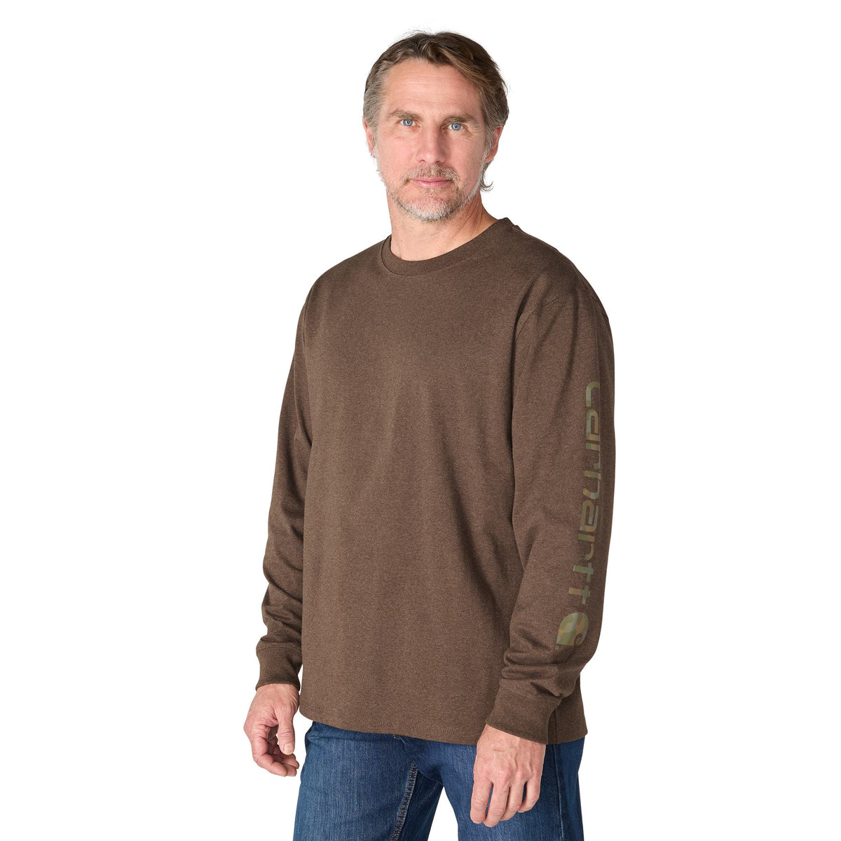 Carhartt Men's Signature Logo Long Sleeve T-Shirt Long Sleeve T-Shirts Carhartt Dark Clove Heather 2XL Reg