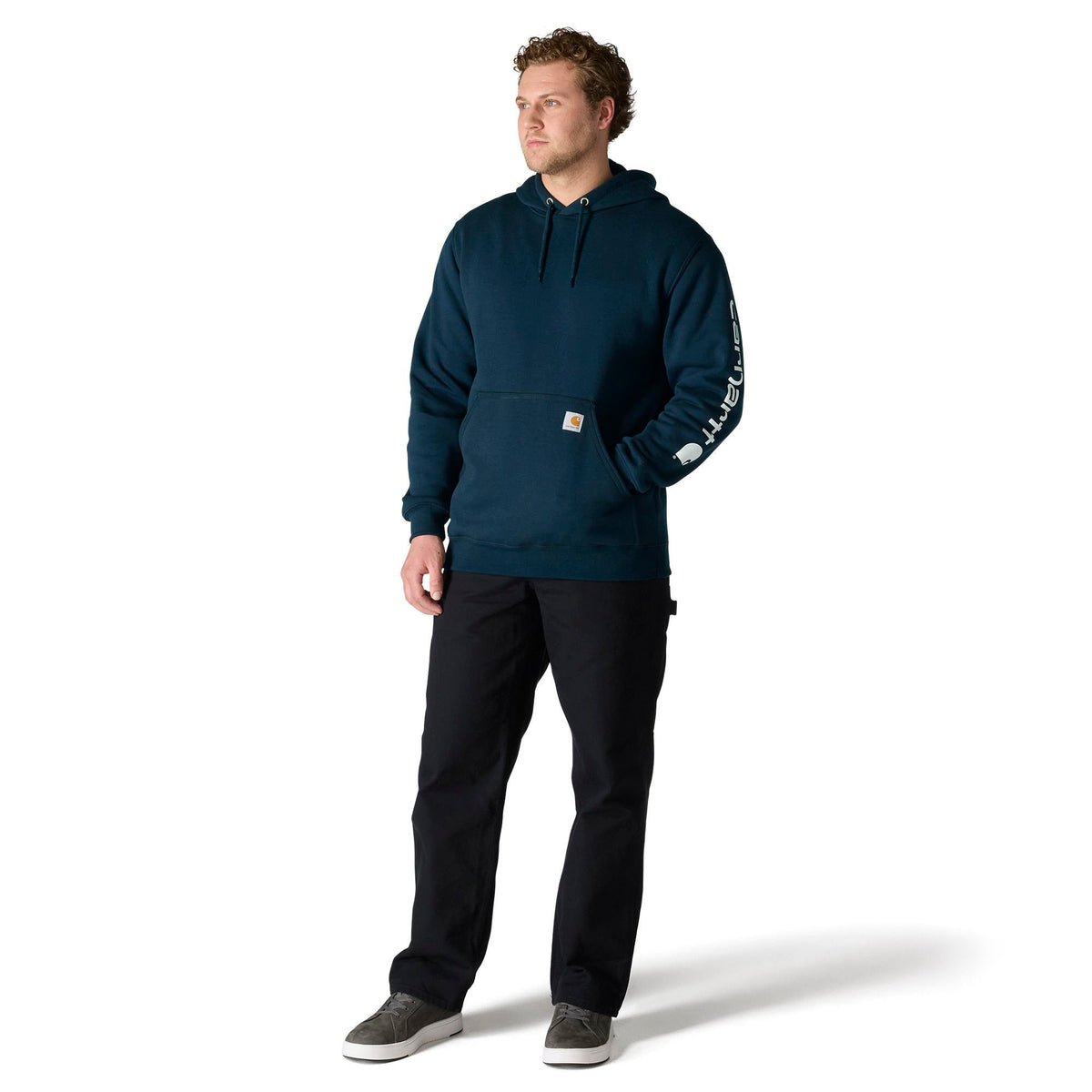 Carhartt Men's Signature Logo Hooded Pullover Sweatshirt Sweatshirts & Hoodies Carhartt