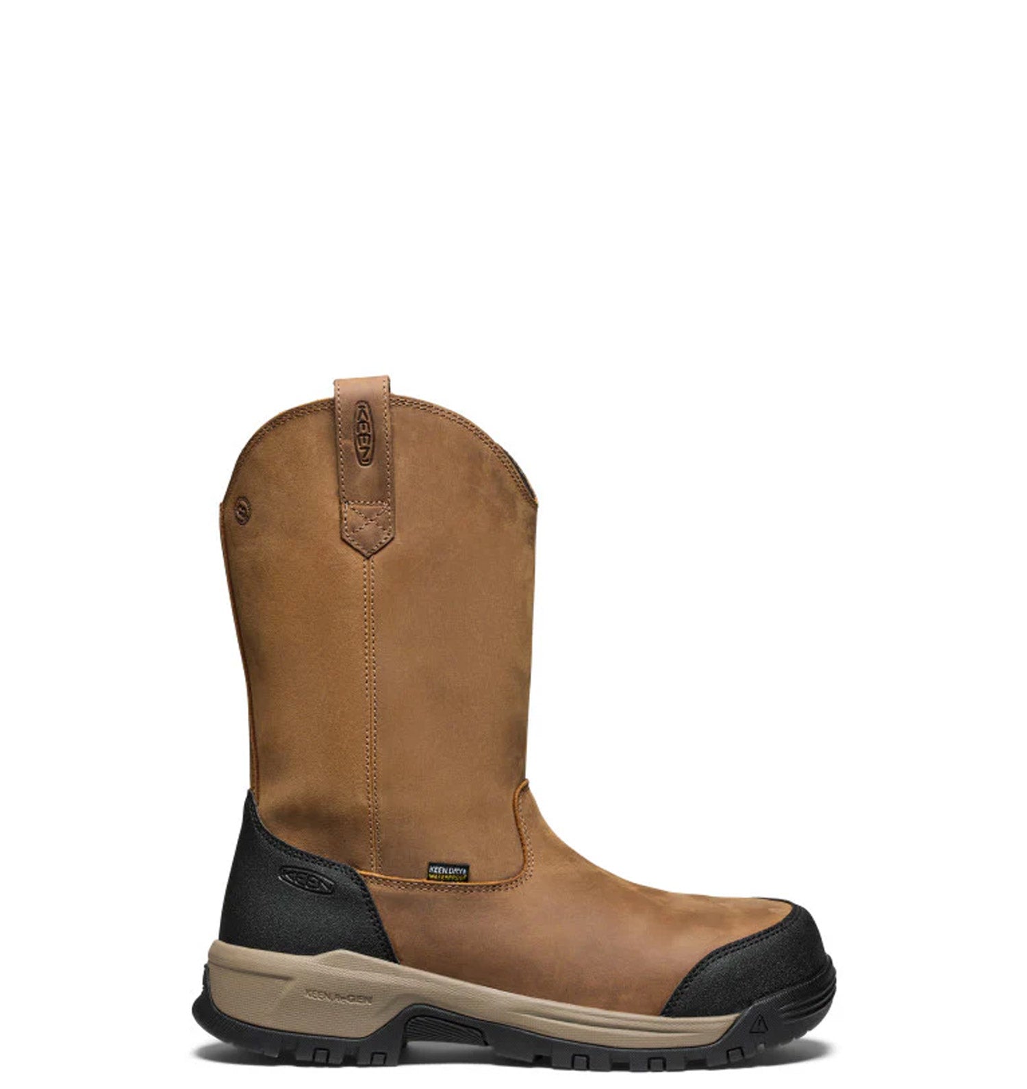 KEEN Utility Men's Evanston Waterproof EH 11" Comp Toe Wellington Boot Slip-On Shoes & Clogs KEEN Utility Bison/Black 10 2E
