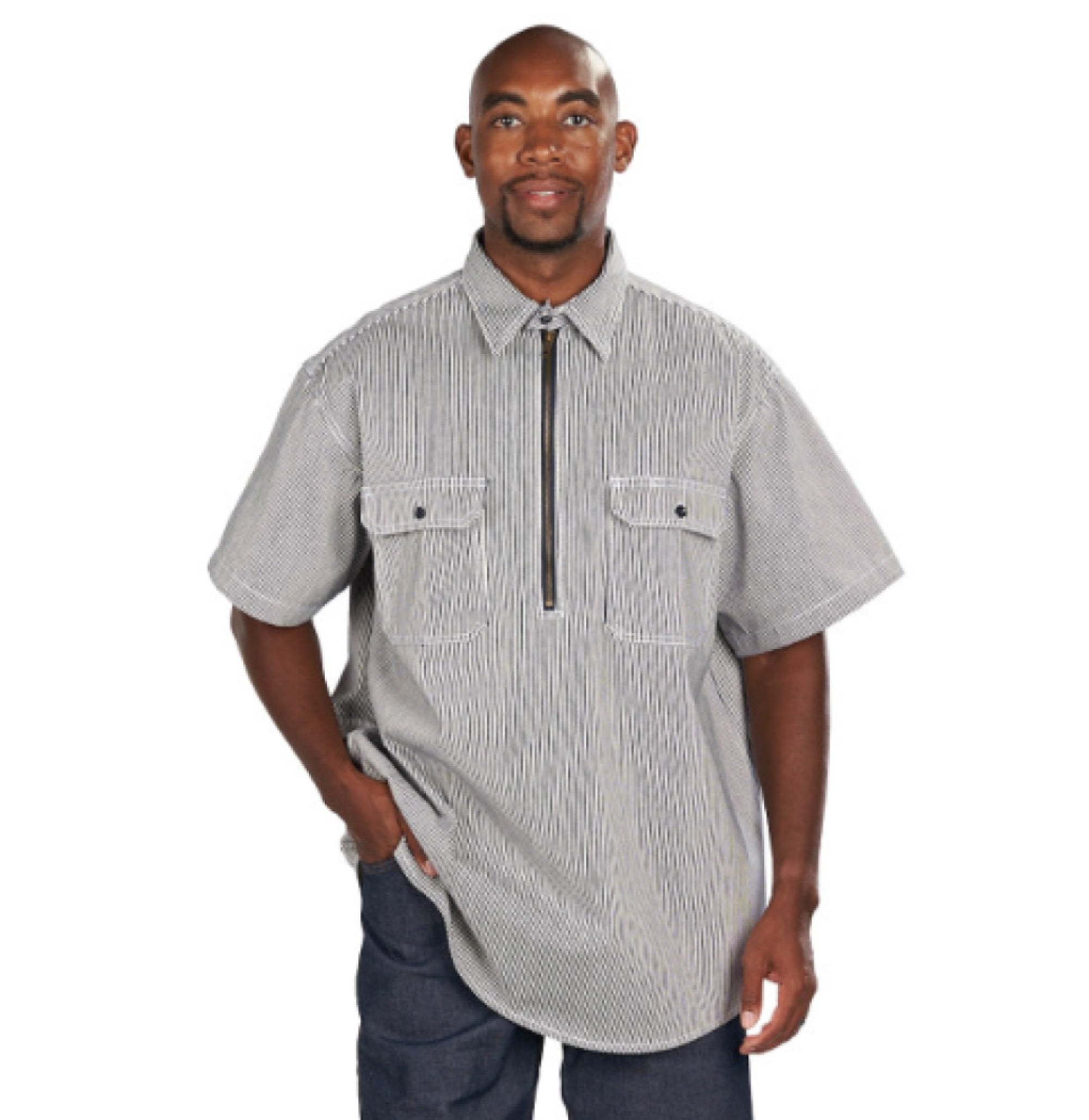 KEY Men's Hickory Half-Zip Short Sleeve Work Shirt - Work World - Workwear, Work Boots, Safety Gear