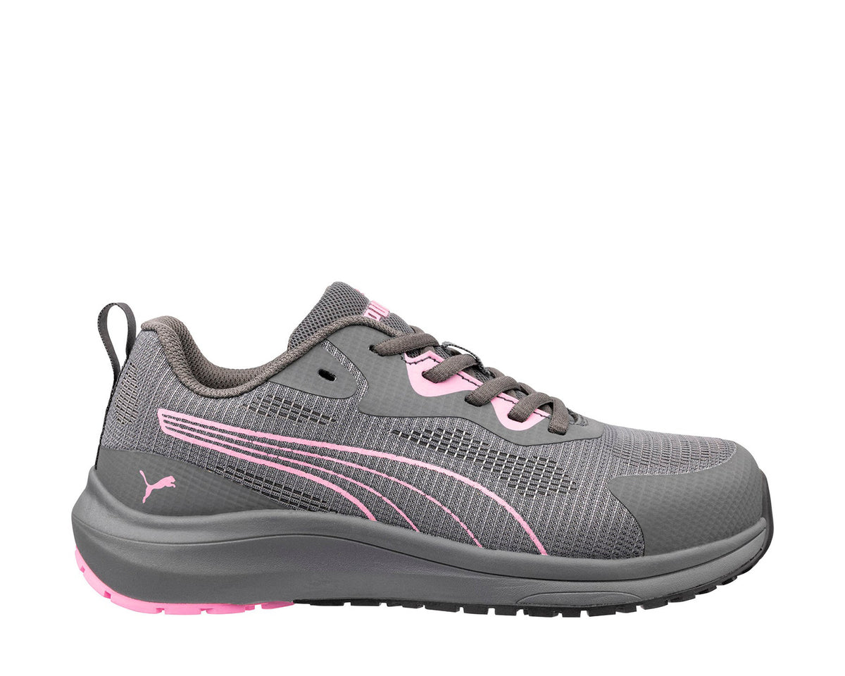PUMA Safety Women's Celerity Knit 2.0 Low Steel Toe Work Shoe Work Shoes PUMA Safety Grey Pink 10 M