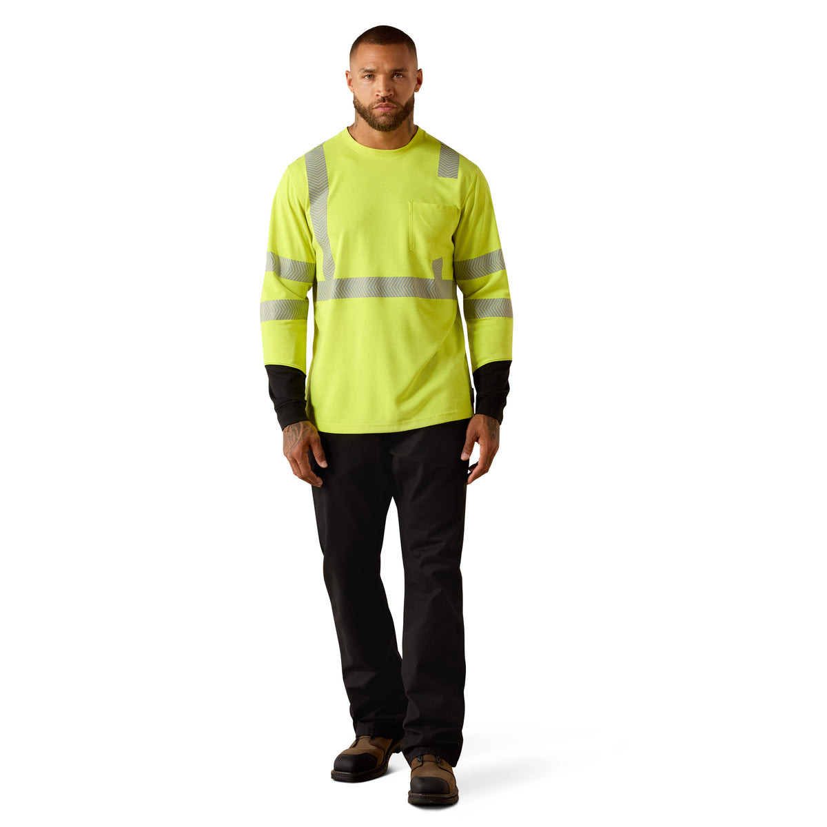 Ariat Men's FR Colorblock Hi-Vis C3 Chest Pocket Long Sleeve T-Shirt