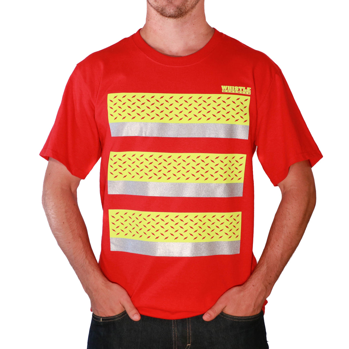 Whistle Workwear Safety Diamond Plate Short Sleeve T-Shirt_Deep Red - Work World - Workwear, Work Boots, Safety Gear