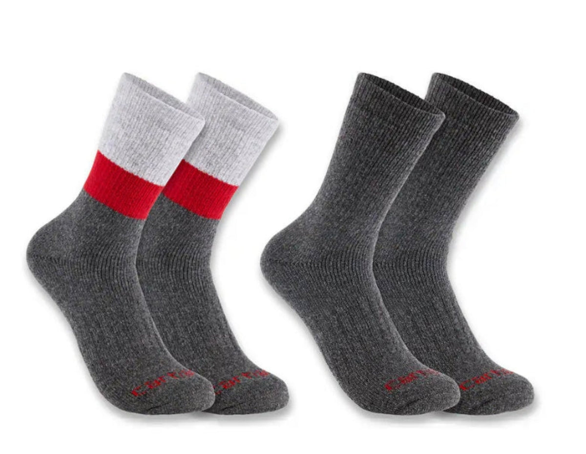 Carhartt Midweight Synthetic Wool Blend Colorblock Crew Sock 2Pk