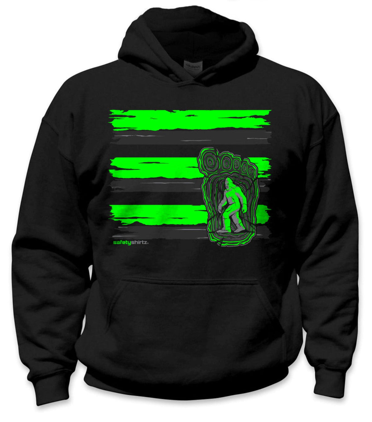 Safetyshirtz Kid's Bigfoot Hi-Vis Safety Stripe Hoodie Sweatshirts & Hoodies SafetyShirtz Neon Green/Black L Big Kid