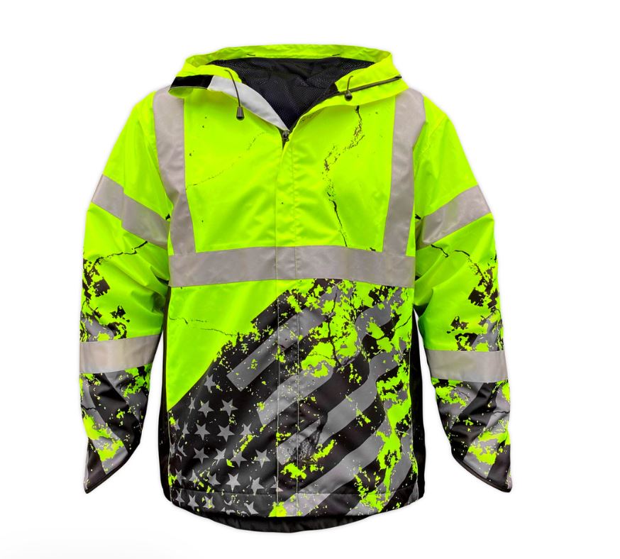 SafetyShirtz Men&#39;s SS360º American Grit Class-3 Type-R Rain Jacket - Work World - Workwear, Work Boots, Safety Gear