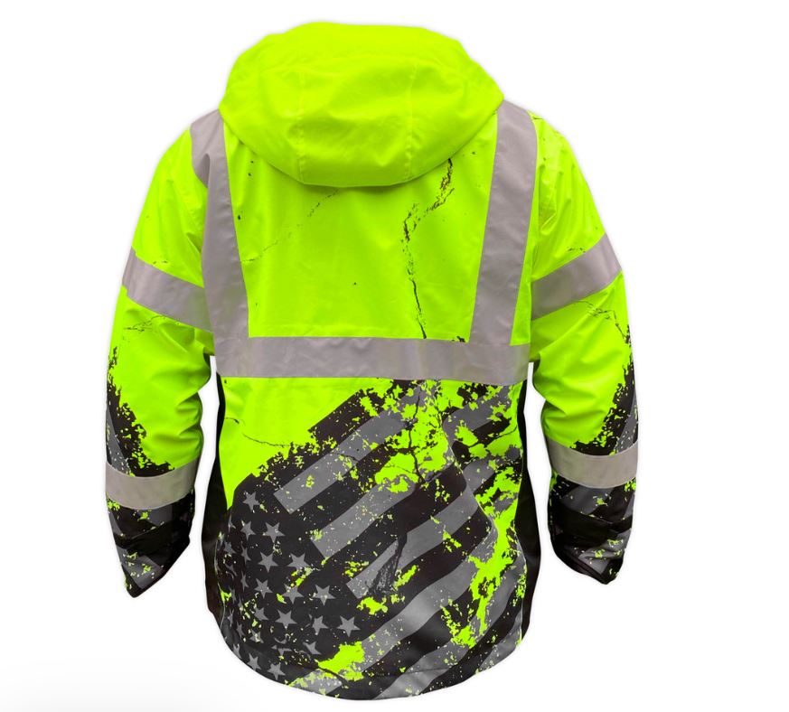 SafetyShirtz Men&#39;s SS360º American Grit Class-3 Type-R Rain Jacket - Work World - Workwear, Work Boots, Safety Gear