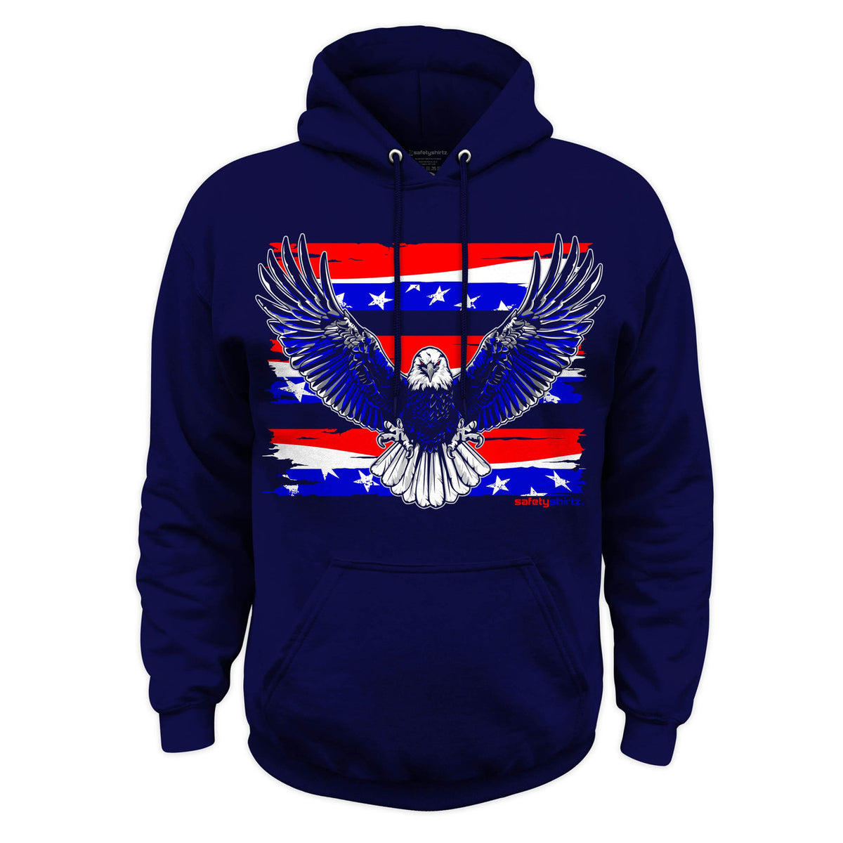 SafetyShirtz Men's Iron Eagle Hi-Vis Safety Stripe Hoodie Sweatshirts & Hoodies SafetyShirtz Navy Blue 2XL Reg