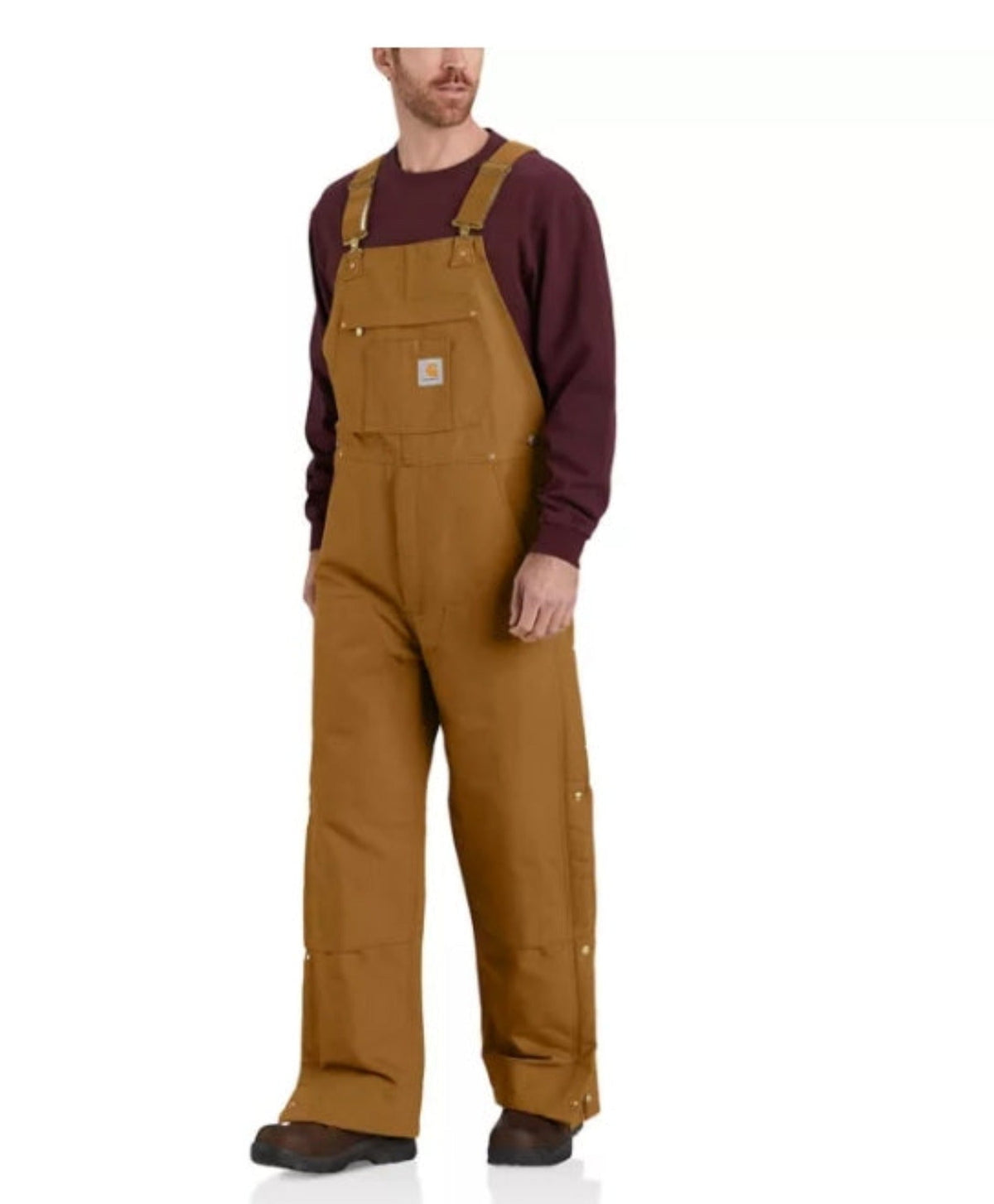 Carhartt Men's Loose Fit Firm Duck Insulted Bib Overall Bibs & Overalls Carhartt Carhartt Brown 2XL Reg
