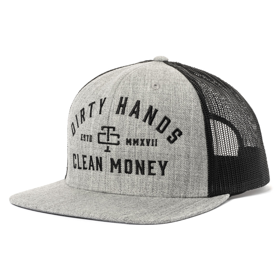 Troll Co. Men&#39;s Premium DHCM &quot;Dirty Hands Clean Money&quot; Meshback Snapback Hat - Work World - Workwear, Work Boots, Safety Gear