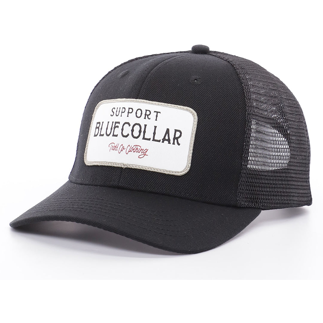 thumbnail image 2 of Trenz Shirt Company Blue Collar American Dirty Hands Clean Money Patch Foam Front Mesh Back Rope Hat White Black Black Rope 2 of 11
