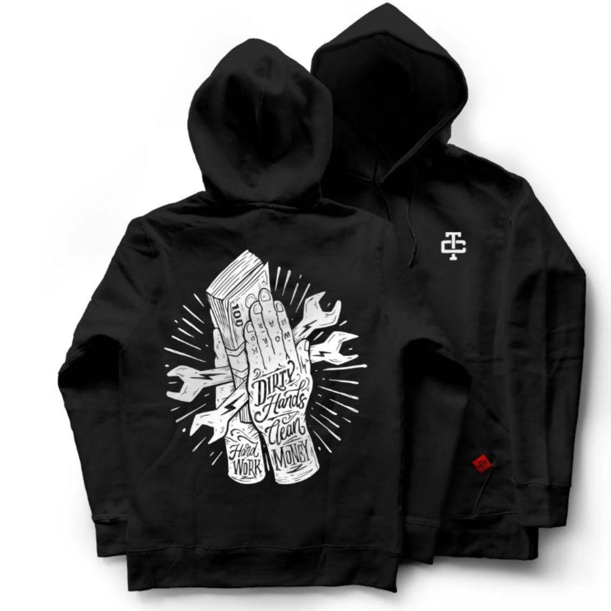 Troll Co. Men's Hard Work DHCM Graphic Fleece Hoodie Black Sweatshirts & Hoodies Troll Co. Black 2XL Reg