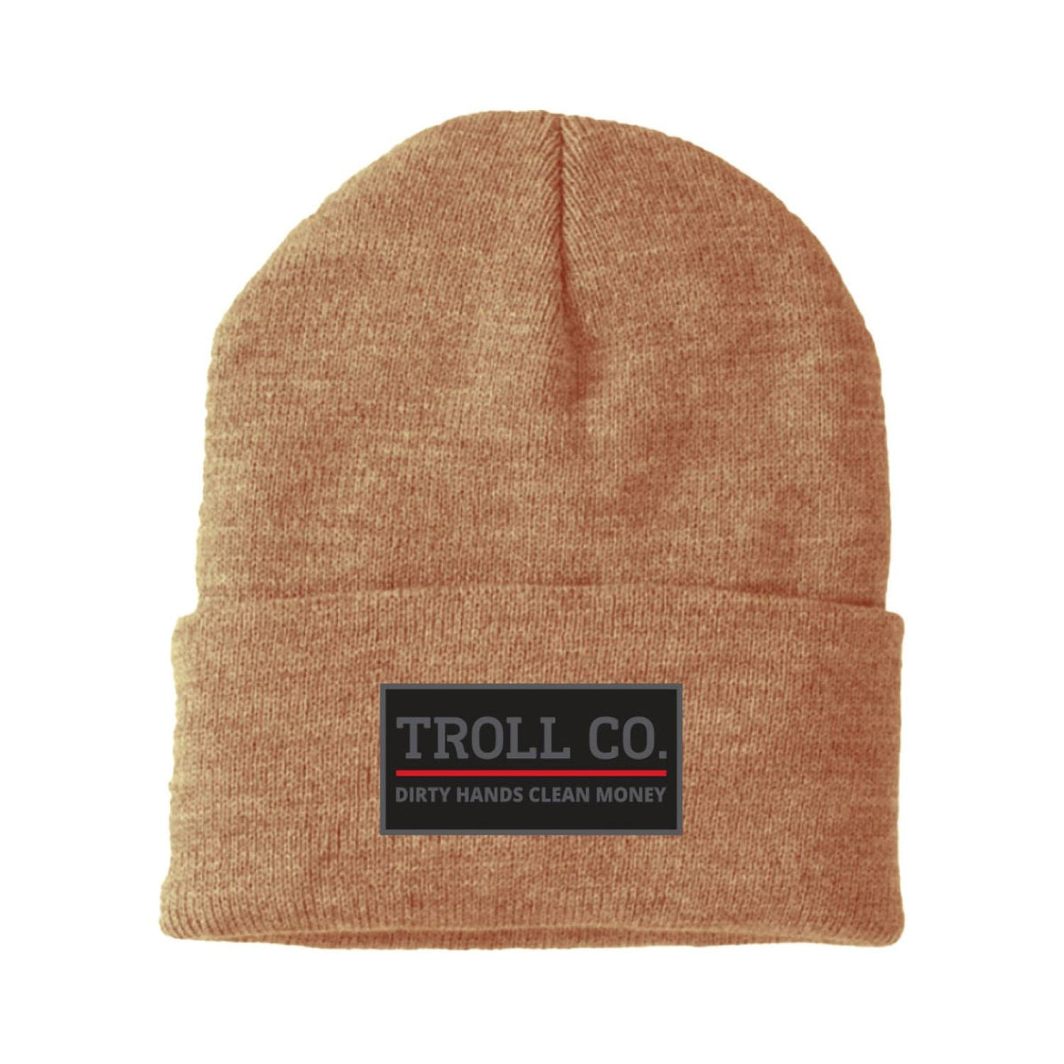 Troll Co. Premium "Dirty Hands, Clean Money" Patch Knit Beanie Hats & Caps Troll Co. Parchment OS