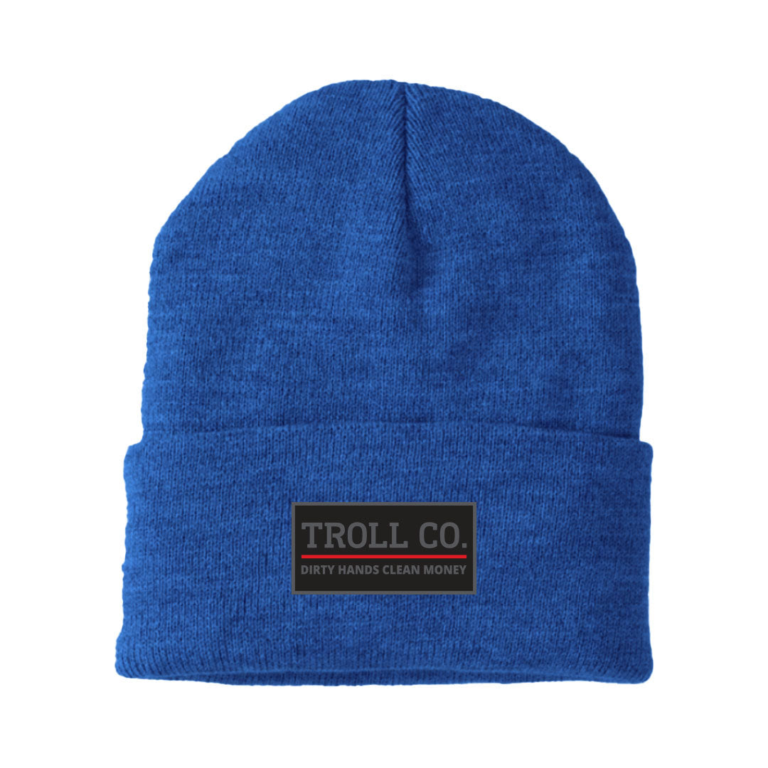 Troll Co. Premium "Dirty Hands, Clean Money" Patch Knit Beanie Hats & Caps Troll Co. Royal Blue OS