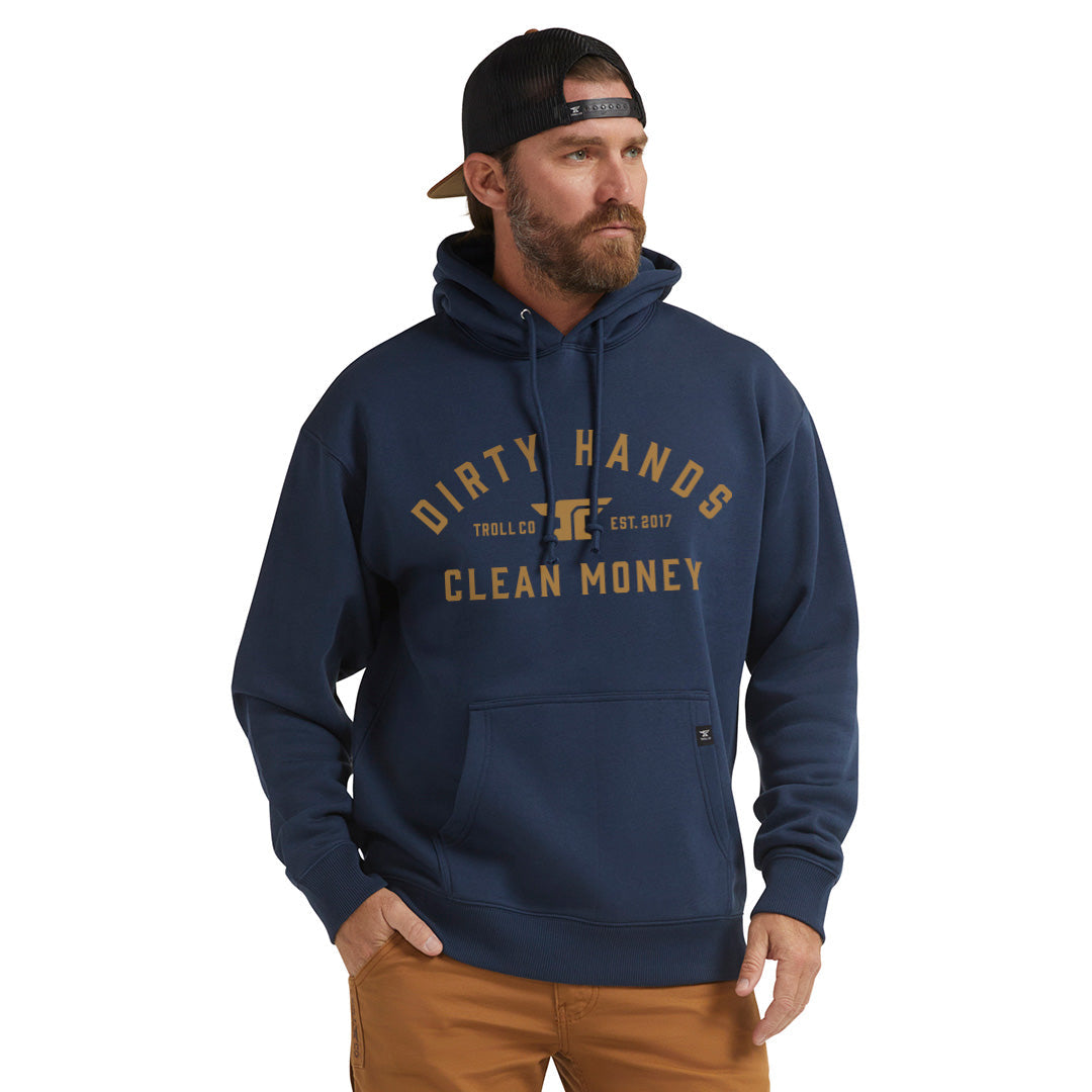 Troll Co. Men's "Dirty Hands Clean Money" Classic Hooded Sweatshirt - Work World - Workwear, Work Boots, Safety Gear