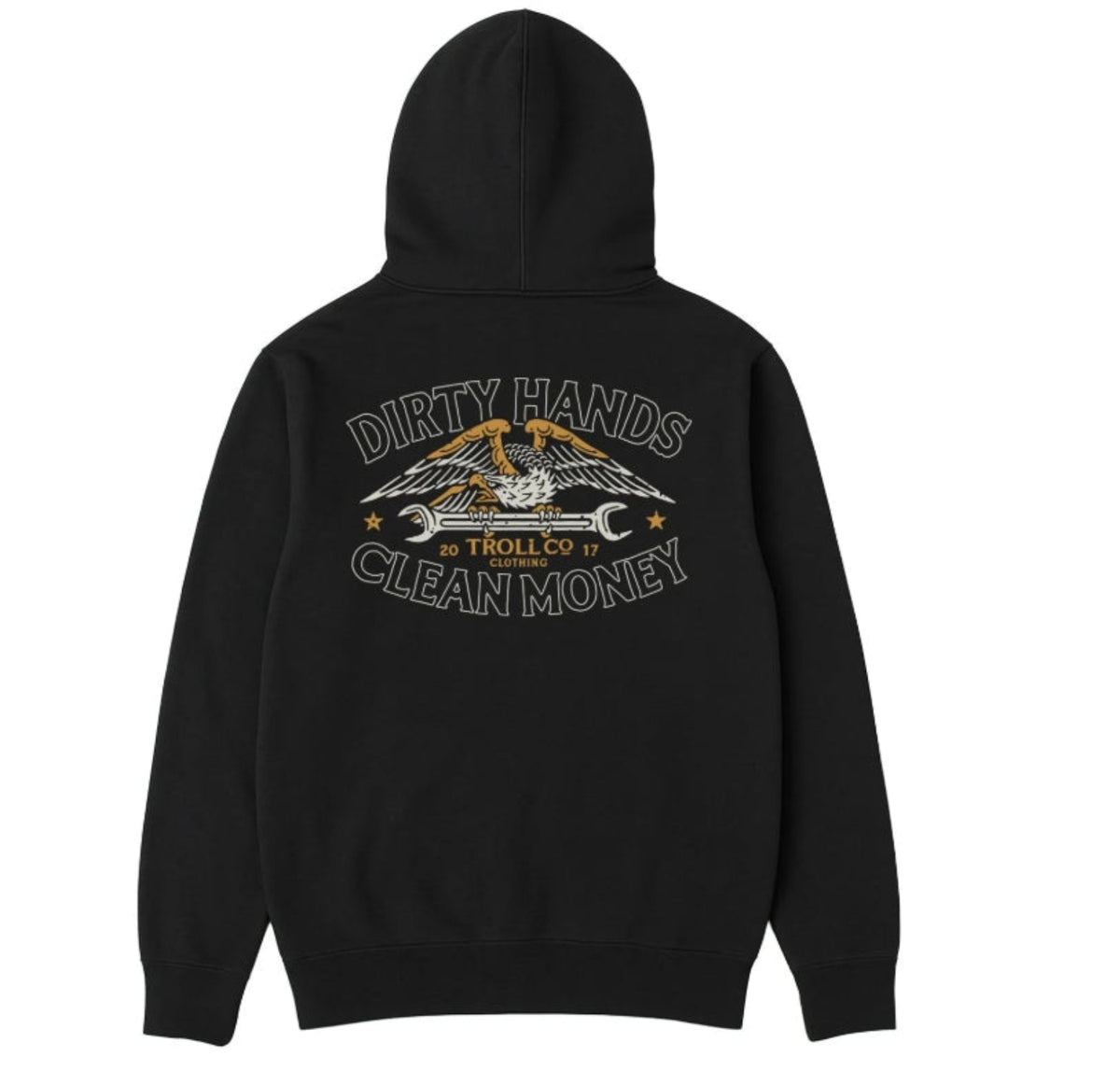 Troll Co. Men's "Dirty Hands Clean Money" Wing Spanner Graphic Hoodie - Work World - Workwear, Work Boots, Safety Gear
