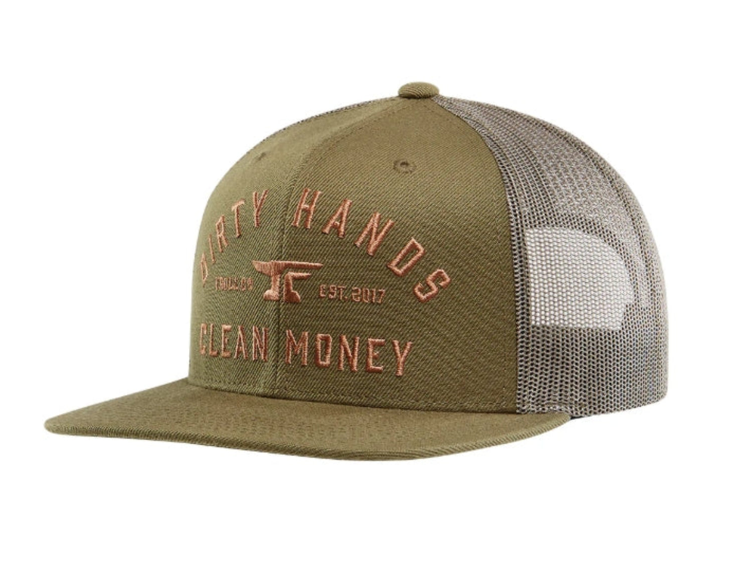 Troll Co. "Dirty Hands Clean Money" Flat Bill Snapback Meshback Cap - Work World - Workwear, Work Boots, Safety Gear