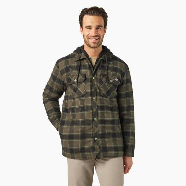 Dickies Men's Durable Water Repellent Hooded Flannel Shirt Jac