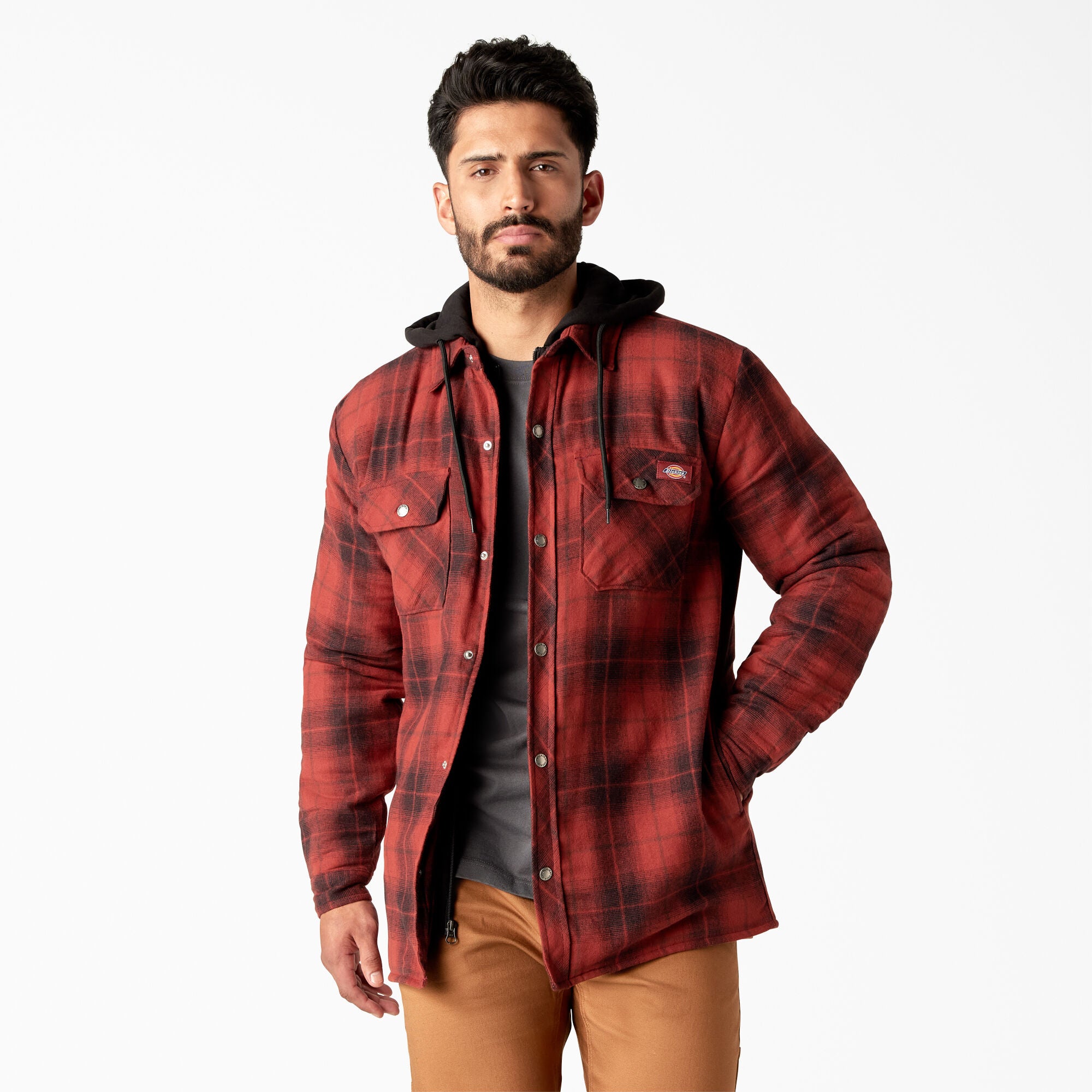 Dickies Men's Durable Water Repellent Hooded Flannel Shirt Jacket - Work World - Workwear, Work Boots, Safety Gear