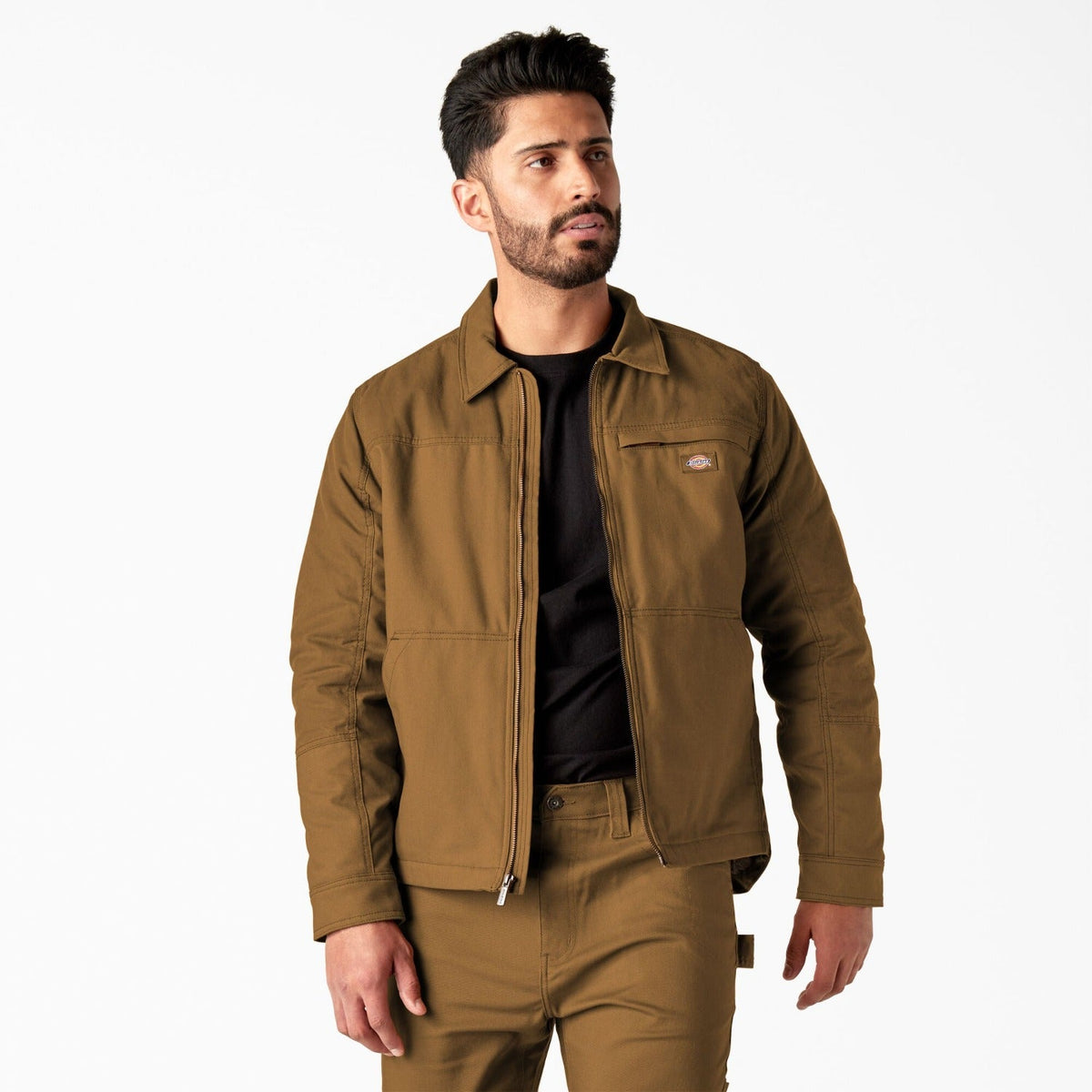 Dickies Men's Durable Water Repellent Tradebuild Canvas Full-Zip Jacket Jackets & Coats Dickies Brown Duck 2XL Reg