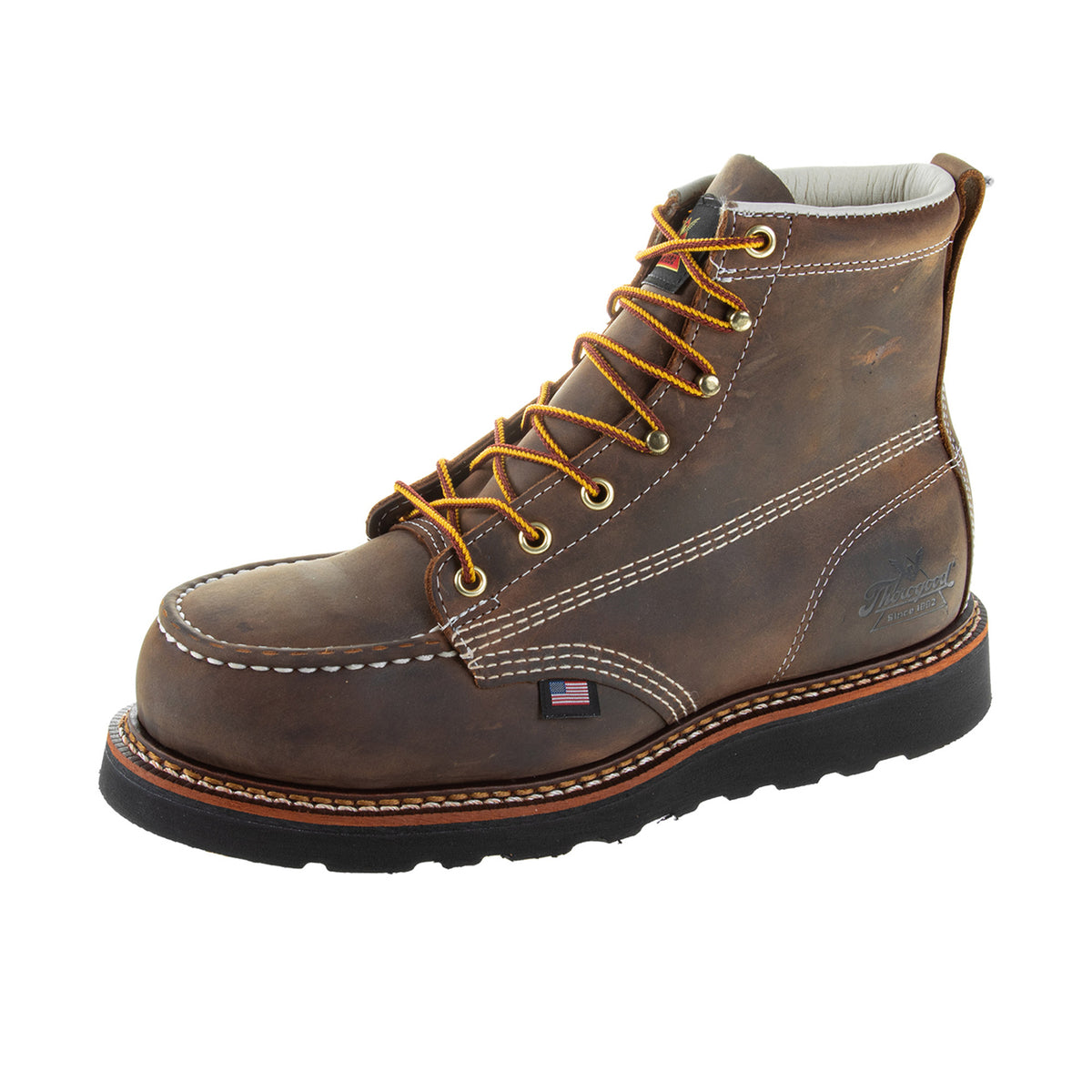 Thorogood Men's American Heritage 6 In Moc Toe Black Maxwear Wedge Steel Toe Work Boots Thorogood