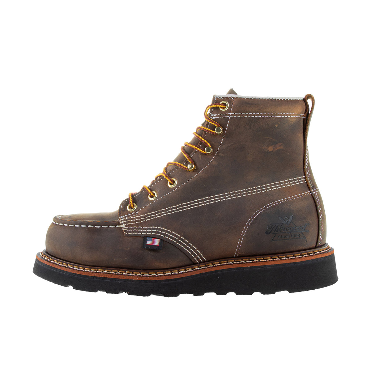Thorogood Men's American Heritage 6 In Moc Toe Black Maxwear Wedge Steel Toe Work Boots Thorogood