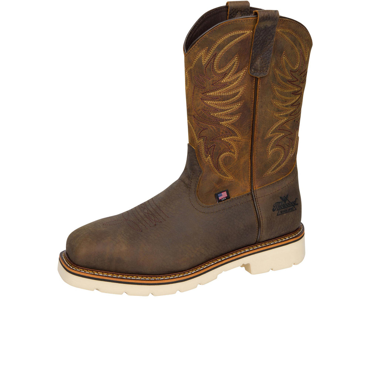 Thorogood Men's American Heritage Square Toe 11" Pull On Wellington Steel Toe Boot Work Boots Thorogood