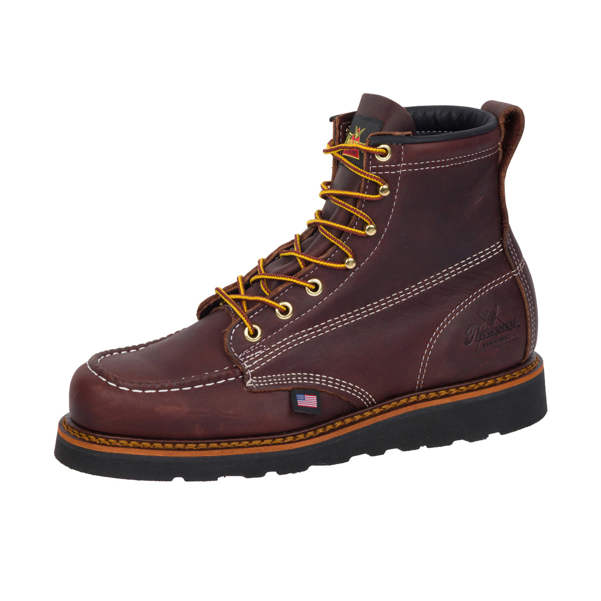 Thorogood Men's American Heritage 6" Moc Toe Black Wedge Boot Work Boots Thorogood