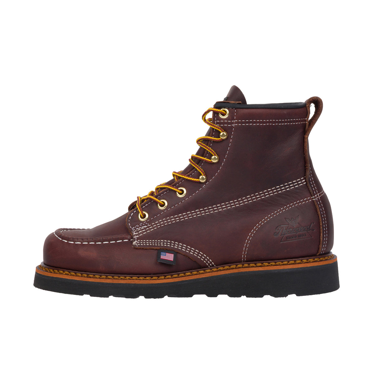 Thorogood Men's American Heritage 6" Moc Toe Black Wedge Boot Work Boots Thorogood