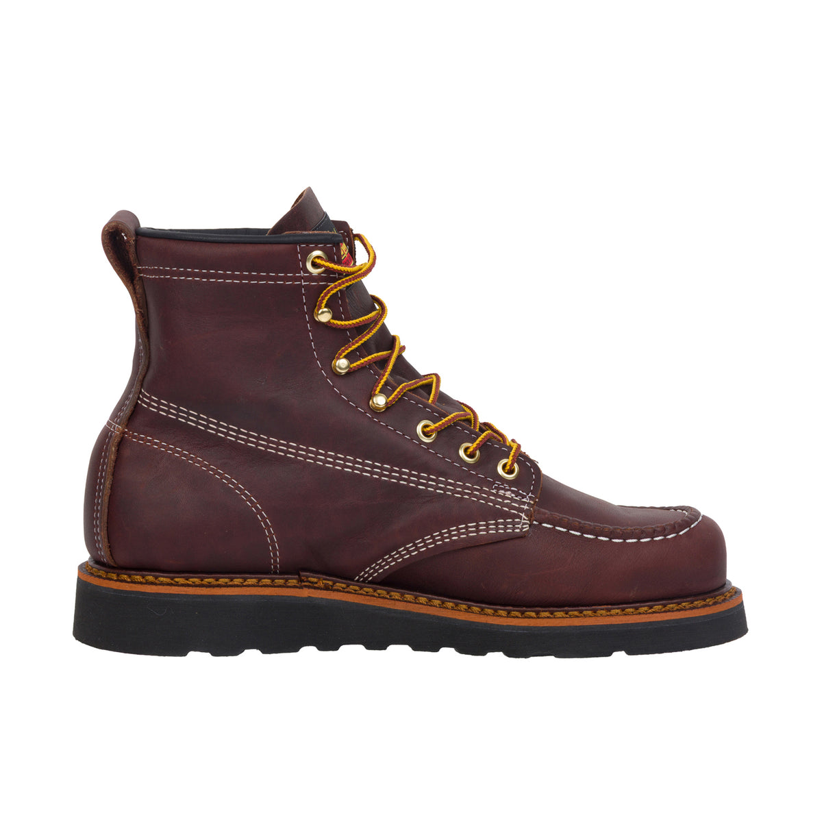 Thorogood Men's American Heritage 6" Moc Toe Black Wedge Boot Work Boots Thorogood Black Walnut 10 2E