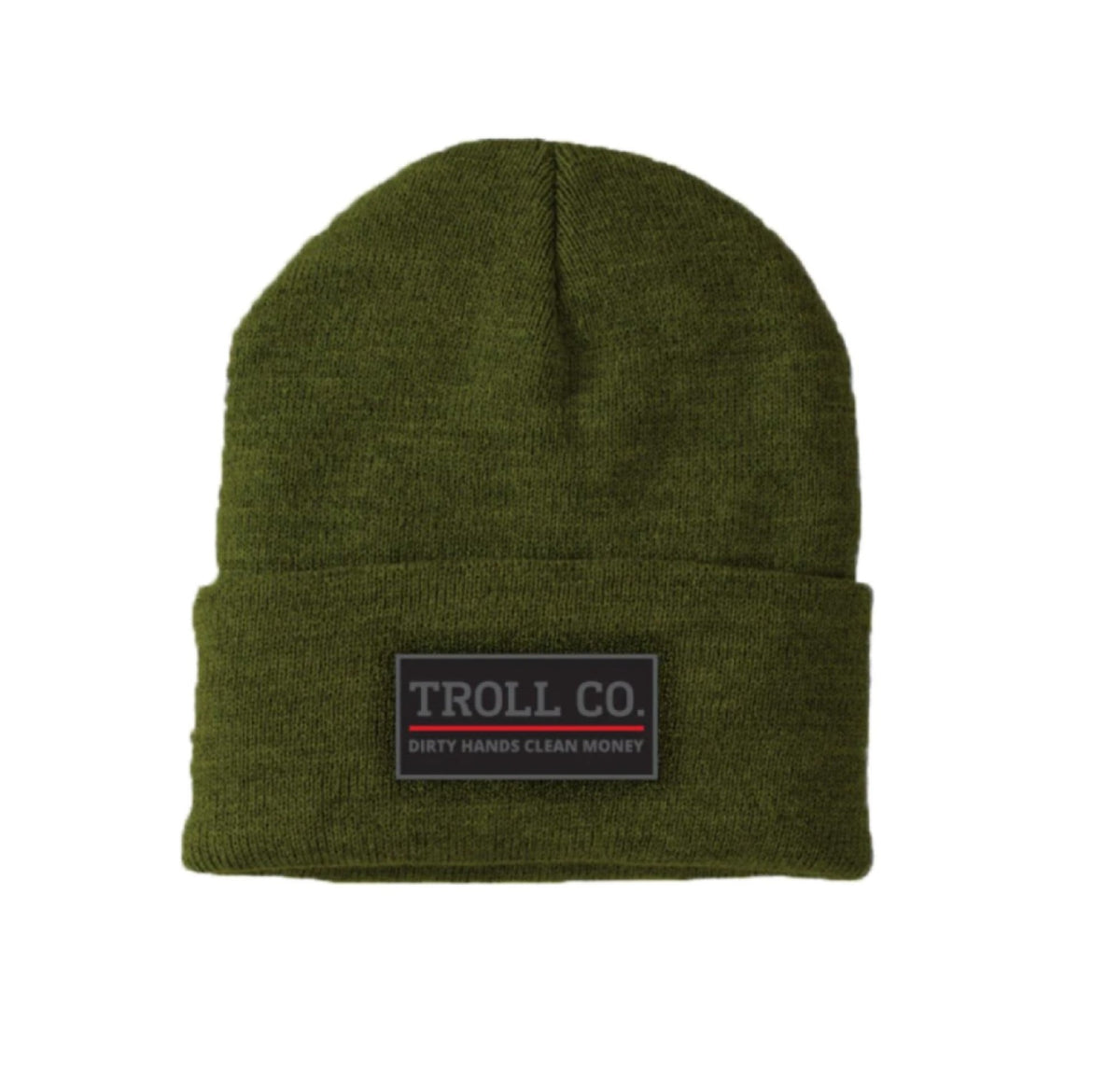 Troll Co. Premium Logo Patch Knit Beanie Hats & Caps Troll Co. Military Green OS