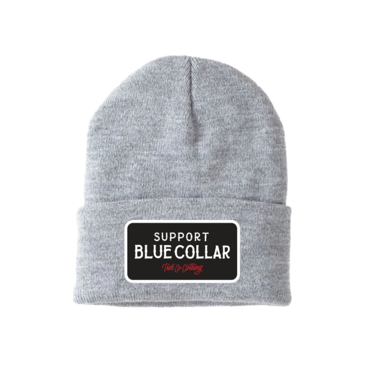 Troll Co. Premium &quot;Support Blue Collar&quot; Patch Knit Beanie - Work World - Workwear, Work Boots, Safety Gear