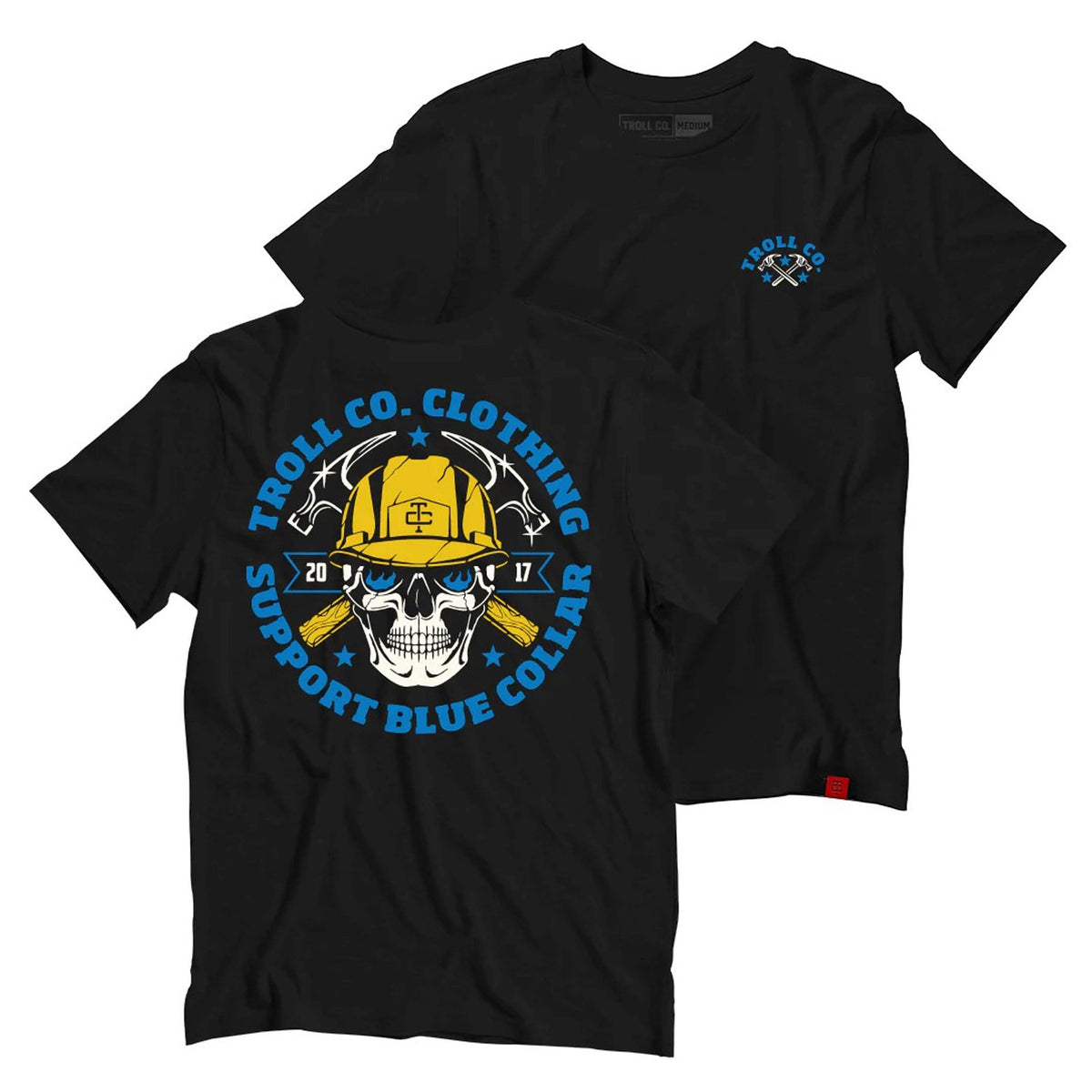 Troll Co. Men&#39;s Construction &quot;Support Blue Collar&quot; Short Sleeve T-Shirt - Work World - Workwear, Work Boots, Safety Gear