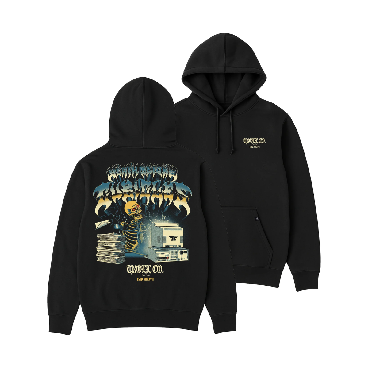 Troll Co. Men's "Death Before Cubical" CPU Graphic Hoodie - Work World - Workwear, Work Boots, Safety Gear