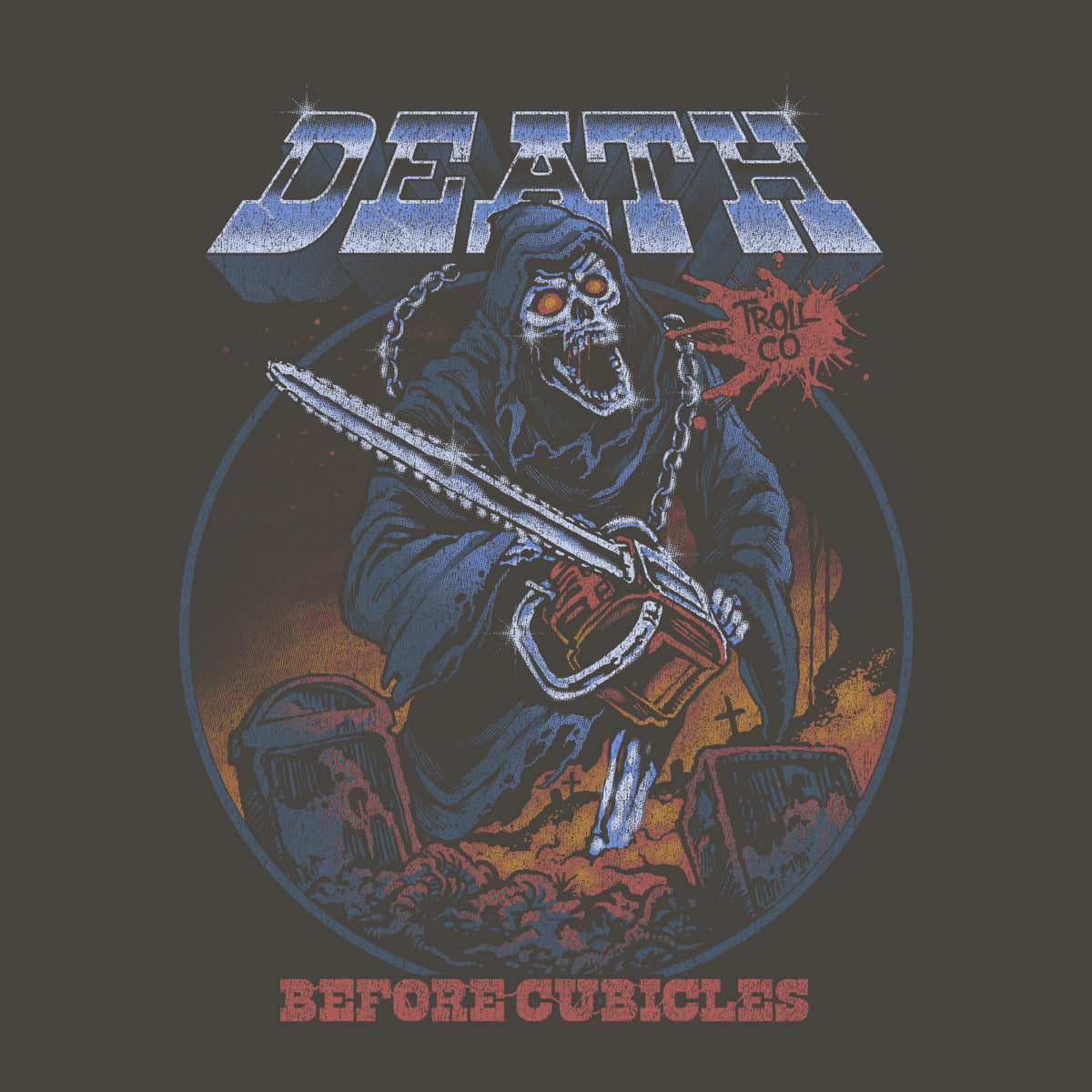 Troll Co. Reaper "Death Before Cubicles" Graphic Hoodie Sweatshirts & Hoodies Troll Co.